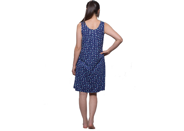 Ladies Cotton Bamboo Jersey Pyjamas , Dots Print Sleeveless Woman Dress