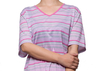 Fashion Ladies Pink Print Stripped Pajamas Nightwear Sets Short Sleeve Anti - Wrinkle