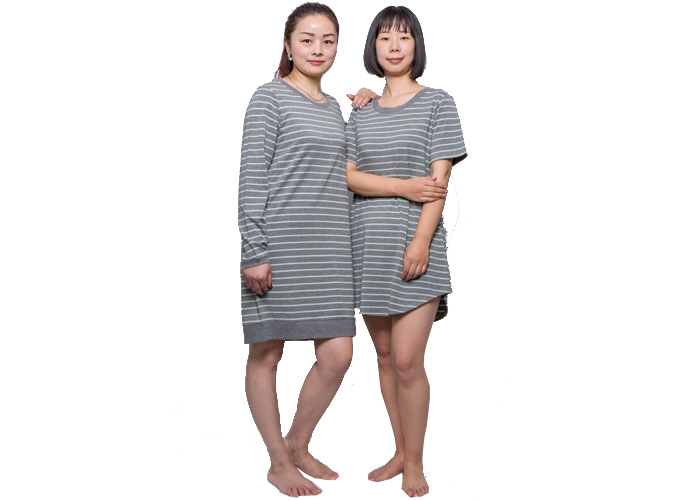 Ladies Comfortable Long Sleeve Stripped Pajamas Nightwear for Woman, Bamboo Cotton Fabric